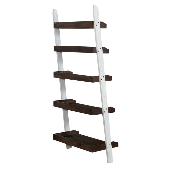 Farmhouse Leaning Bookcase in White/Oak image