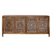 Marisol 74 Inch 4 Door Accent TV Stand in Weathered Honey and Soft Wash Gray image