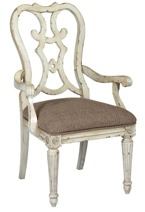 American Drew Southbury Cortona Arm Dining Chair in Fossil and Parchment (Set of 2)